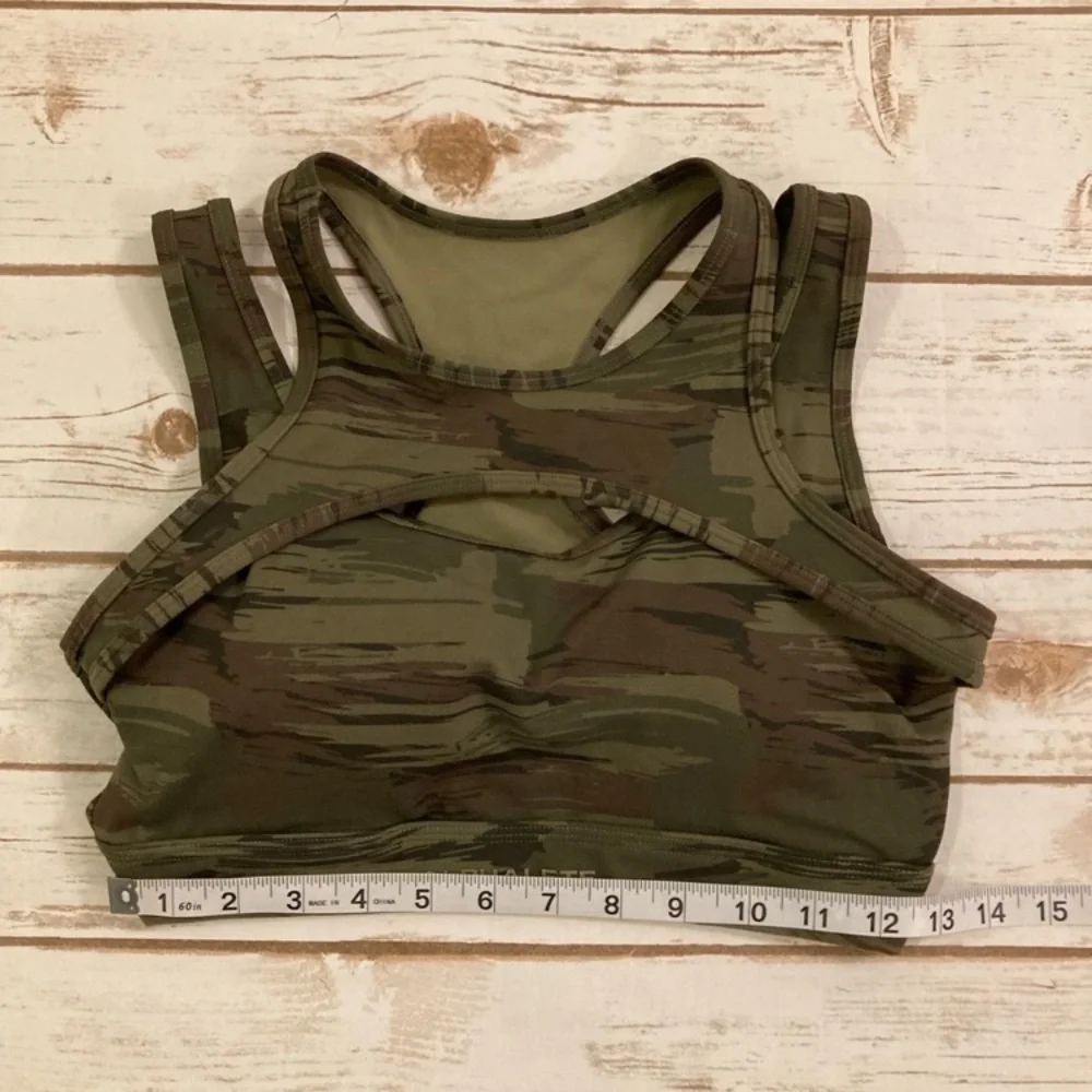 ALPHALETE Surface Keyhole Army Green Camouflage Sports Bra Medium_4